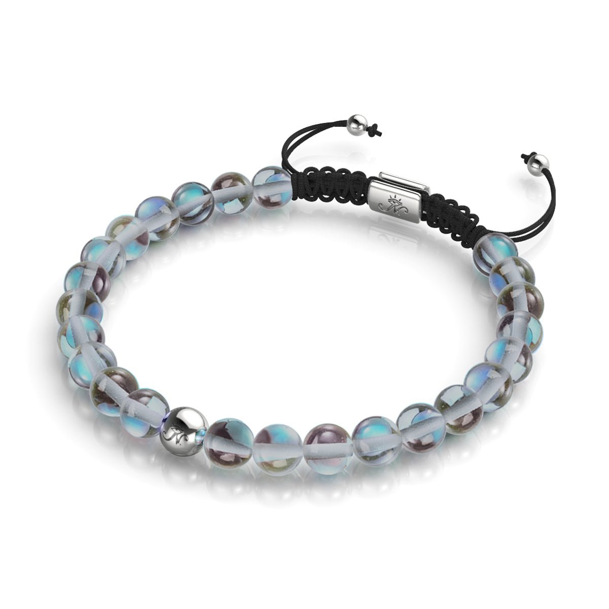 Milchstraße | Silber | Galaxie Glas Makramee Perlen Armband